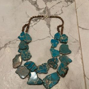 Turquoise stone sea bead necklace heavy